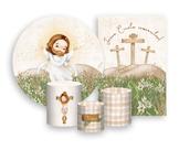 Kit 2 Painéis De Festa + Trio De Capas Cilindro - Páscoa Jesus Cristo Cute 006
