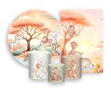 Kit 2 Painéis De Festa + Trio De Capas Cilindro - Safari Tons Pastéis Amanhecer 025