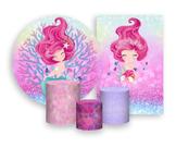 Kit 2 Painéis De Festa + Trio De Capas Cilindro - Sereia Corais Efeito Glitter 001 Kit 2 Painéis De Festa + Trio De Capas Cilindro - Sereia Corais Efeito Glitter 001