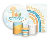 Kit 2 Painéis De Festa + Trio De Capas Cilindro - Sorrisos Tons Pastéis 016