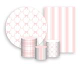 Kit 2 Painéis De Festa + Trio De Capas Cilindro - Treliça de Laços Rosa 023