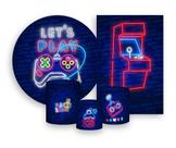 Kit 2 Painéis De Festa + Trio De Capas Cilindro - Video Game Azul e Vermelho 005