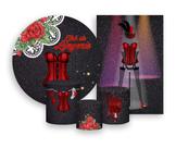 Kit 2 Painis De Festa + Trio De Capas Cilindro - Chá de Lingerie Vermelho e Preto 004