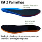 Kit 2 Palmilha Gel e Dupla Camada Anatômicas Memoria Forro Antibacteriano Melhora do Passo e Redução de Dores