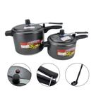 Kit 2 Panela de Pressão 4,5 Litros 2,5 Litros Alumínio Preto Craqueado Com Inmetro Selo e Concha
