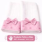 Kit 2 Pano de Prato Toalhado Artesanal Feito a Mão Flanelado Premium Poá Rosa