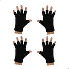 Kit 2 Par De Luvas De La Inverno Adulto Unissex Quentinha Frio Meio Dedo - Preto