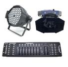 Kit 2 par led rgbwa 3w + mesa dmx 512 + maq. fumaça 3000w