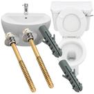 Kit 2 Parafusos Sextavado Latonado Latão Bucha 10 Para Fixar Vaso Sanitário Louça Tanque WC Iguatemi