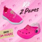 Kit 2 Pares Babuche Tênis Calce Fácil Infantil Menina Barbi Confortável Escolar Macio Volta as Aulas