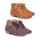 Kit 2 Pares Bota Coturno Onça Feminino Cano Curto Salto Baixo