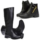 Kit 2 Pares Bota Feminina Cano Alto Montaria + Coturno Cano Baixo Imperdível