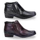 Kit 2 Pares Bota Social Country Couro Legítimo Bico Quadrado