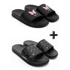 Kit 2 Pares Chinelo Slide Feminino Confortável Leve Macio Antiderrapante para Dia a Dia Praia Piscina