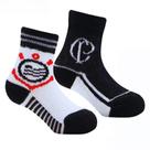 Kit 2 Pares de Meia Corinthians Bebê Branca e Preta