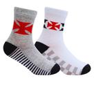 Kit 2 Pares de Meia Infantil Vasco Cinza e Branco