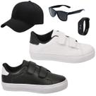 Kit 2 Pares de Tênis Infantil Masculino Escolar Casual Menino Novo +Boné+Óculos+Relógio
