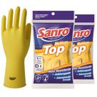 Kit 2 pares luva latex limpeza multiuso sanro top amarela - g