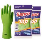Kit 2 pares luva latex limpeza multiuso sanro top verde - g