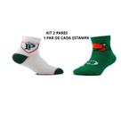 Kit 2 Pares Meia Baby Palmeiras, Grêmio, Flamengo, Botafogo Licenciada Oficial Torcedor Treino 17/20 Tamanho:PalmeirasC