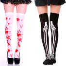 Kit 2 Pares Meia Calça Esqueleto Blood Halloween Fantasia