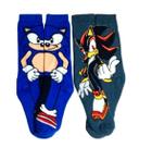 kit 2 Pares Meia Divertida Adulto Sonic e Shadow 34 43 Premium Divertida Confortável Algodão Macio Pronta Entrega