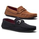 Kit 2 Pares Mocassim Driver Masculino Camurça Preto e Marrom Solado De borracha Antiderrapante