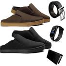 Kit 2 Pares Mule Slip On Masculinos Casual +Relogio + Cinto e Carteira