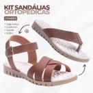 Kit 2 Pares Sandália Feminina Ortopédica Massageadora + Rasteirinha Para Esporão Fascite Plantar