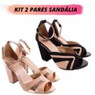 Kit 2 Pares Sandalia Salto Alto Grosso Confortável Promoção