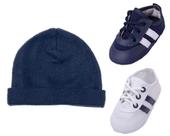 Kit 2 Pares Sapatinho De Bebê Tênis + Touca Gorro Soft Ref.211