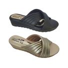 Kit 2 Pares Tamanco Feminino Tiras Anabela Super Conforto Moda Pé