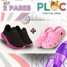 Kit 2 Pares: Tênis Calce Fácil Colors Ploc + Babuche Rosa