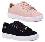 Kit 2 Pares Tênis Casual Feminino Sola Alta Flatform Liso Básico Kit 2 Pares Tênis Casual Feminino Sola Alta Flatform Liso Básico