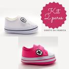 Kit 2 Pares Tênis Infantil Unissex com Cadarço Menino Menina
