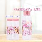 Kit 2 pç 1 Pote de 1,9 e 1 Garrafa 1,5l de Plástico decorado Paris