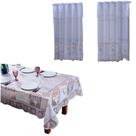 Kit 2 Pçs Cortina Cozinha + Toalha de Mesa 6 Lug . Rendadas