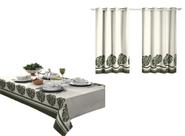 Kit 2 Pçs Cortina Cozinha + Toalha de Mesa Cozinha 6 Lugares