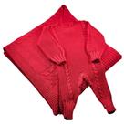 Kit 2 Pçs Saída Maternidade Macacão e Manta Trança Tricot Unissex M - Aconchego Baby
