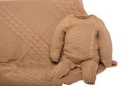 Kit 2 Pçs Saída Maternidade Macacão e Manta Trança Tricot Unissex RN - Aconchego Baby