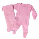 Kit 2 Pçs Saída Maternidade Macacão e Manta Trança Tricot Unissex RN - Aconchego Baby