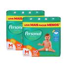 KIT 2 PCT Fraldas Descartavel Personal Giga Tamanho M Com 90 Unidades