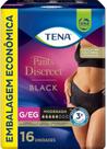 Kit 2 pct roupa intima tena pants discreet black c/16un tamanho:gxg