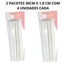 Kit 2 Pcte C/ 4 Unid. Tubo Suporte Para Bolo 30cm x1,8cm Grande Confeitaria