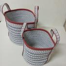 Kit 2 peça cesta decorativo organizadora cachepô home&co tecido azul