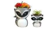 Kit 2 Peça Vaso Cachepot Grande Guaxinim Cinza Ceramica
