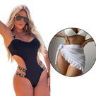 Kit 2 peças Biquini Maiô Bojo Neon Praia Saida De Praia Babado Pareo Blogueira