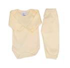Kit 2 Peças Body Bebe Manga Longa e Mijão 100 Algodão Calça Suedine Menina Menino