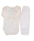 Kit 2 Peças Body Bebe Manga Longa e Mijão 100 Algodão Calça Suedine Menina Menino