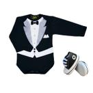 Kit 2 Peças Body Bebê Manga Longa Estampada Tênis Sapatinho Star Preto